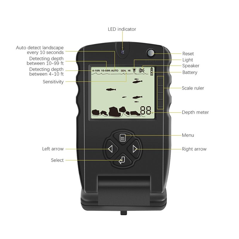 새로운 휴대용 어군탐지기, 알람 트랜스듀서가 있는 얼음 - Fish Finder Transducer 리뷰 및 가격