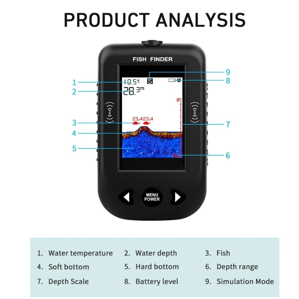 45도 XF03 어군탐지기 100M 수심 LCD 디스플 - Fish Finder Portable 리뷰 및 가격