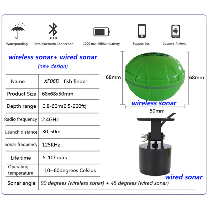 휴대용 블루투스 무선 어군탐지기, 호수/바다 낚시용 수 - Fishing Depth Finder 리뷰 및 가격